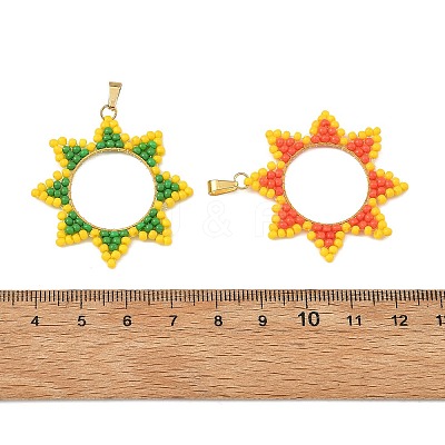 Brass & Glass Seed Beaded Pendants PALLOY-MZ01373-1