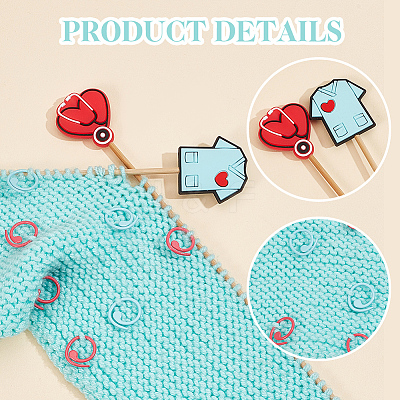 6Pcs 6 Styles Medical Theme Silicone Beads Knitting Needle Protectors/Knitting Needle Stoppers DIY-NB0010-41-1
