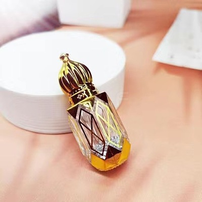 Hexagon Pattern Arabian Style Glass Empty Roller Ball Bottle with Aluminum Lid PW-WG13124-08-1