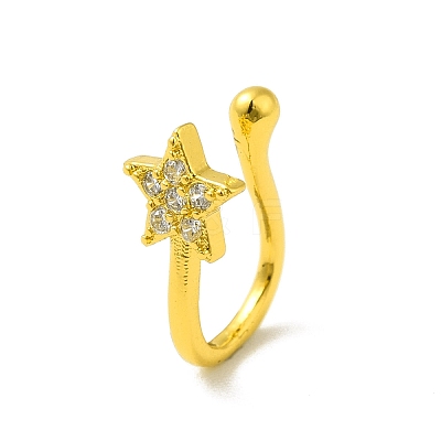 Clear Cubic Zirconia Star Clip on Nose Ring AJEW-F059-16G-1