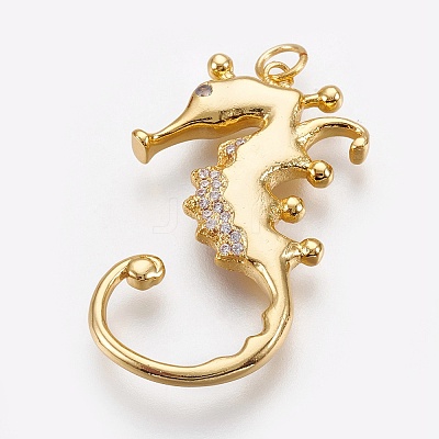Brass Micro Pave Cubic Zirconia Pendants X-ZIRC-O026-35G-NR-1