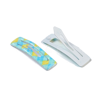 10Pcs 5 Colors Tartan Pattern Epoxy Resin Snap Hair Clip PHAR-P009-01B-1