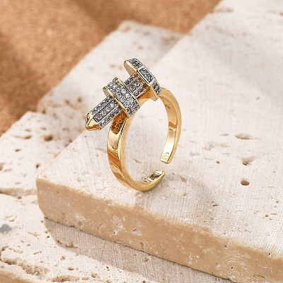 Brass Cuff Rings RJEW-D314-02G-1