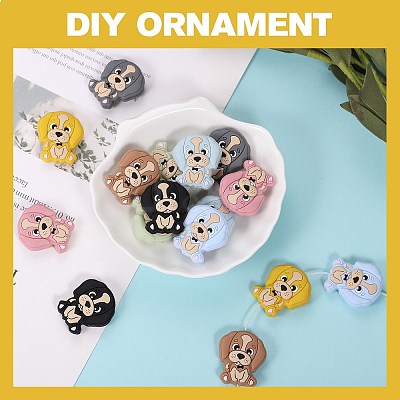 16Pcs 8 Colors Cartoon Animal Dog Silicone Beads JX707A-1