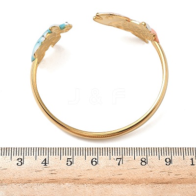 Ocean 304 Stainless Steel Enamel Cuff Bangles for Women LS-BJEW-F518-02H-G-1