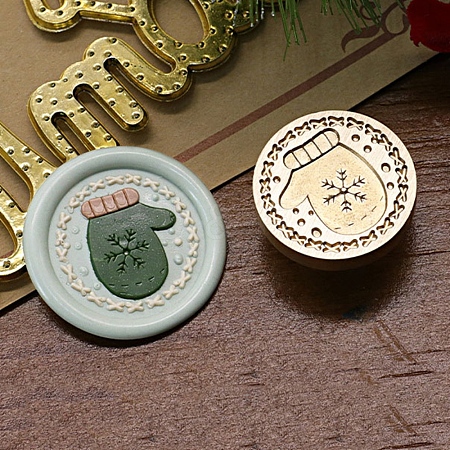 Christmas Series Wax Seal Brass Stamp Head AJEW-M037-01G-23-1