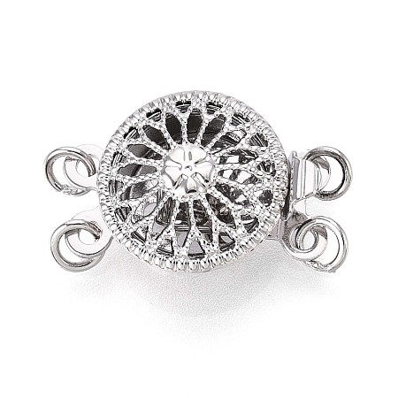 Rack Plating Flower Brass Box Clasps KK-QA183-99P-1