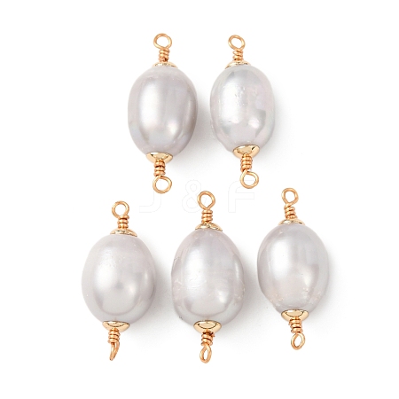 Natural Pearl Rice Connector Charms KK-Z152-01G-02-1