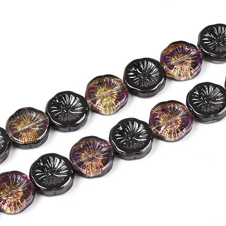 Half Electroplate Baking Paint Glass Beads Strands EGLA-K061-11A-AB11-1