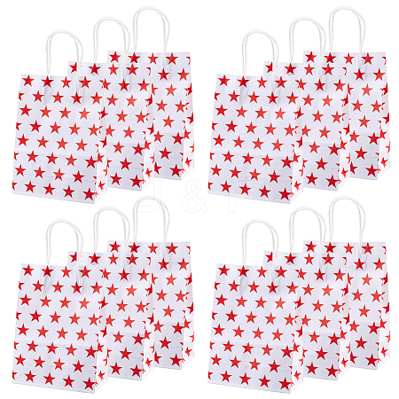 Kraft Paper Star Printed Bags with Handles ABAG-WH20013-08C-1
