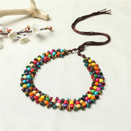 Bohemian Style Dyed Colorful Coconut Beeded Imitation Leather Cord Waist Belly Chains for Women FS-WGCE780-03-1
