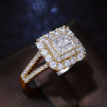 Brass Micro Pave Cubic Zirconia Finger Rings for Women FS-WG4C4EA-02-1