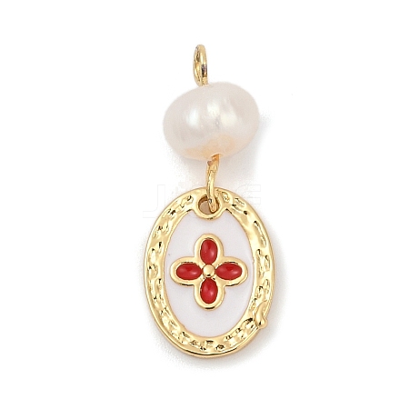 Natural Cultured Freshwater Pearl & Brass Pendants KK-U062-14G-02-1