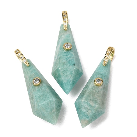 Natural Amazonite Beaded European Dangle Charms GG-CBA9389-03I-1