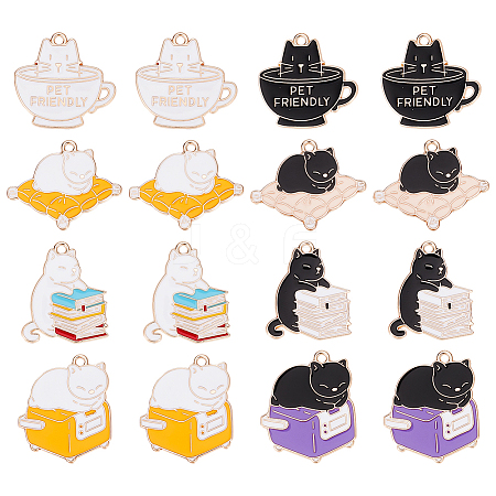 GOMAKERER 16Pcs 8 Style Alloy Enamel Pendants ENAM-GO0001-10-1