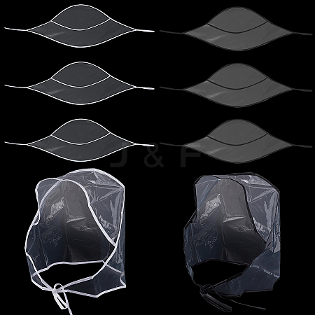 10Pcs 2 Colors Plastic Black and White Rain Bonnets AJEW-CP0007-88-1