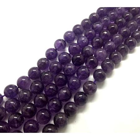 Round Natural Amethyst Beads Strands G-D780-1