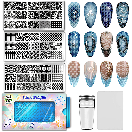 Stainless Steel DIY Nail Art Templates MRMJ-WH0092-208-1