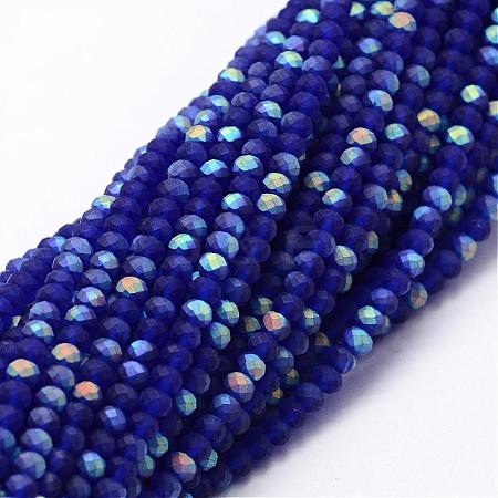 Half AB Color Plated Faceted Rondelle Glass Bead Strands EGLA-L007-F09-4mm-1