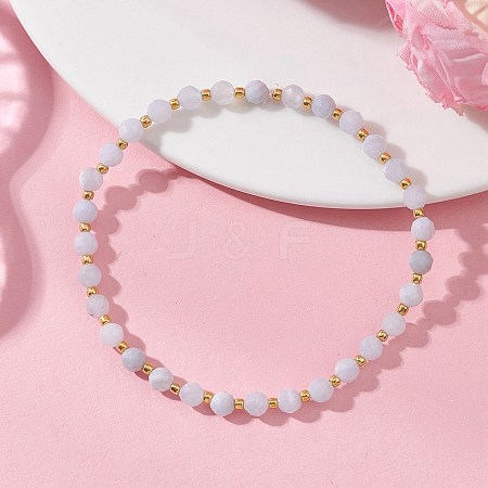 Natural Blue Lace Agate Beaded Stretch Bracelets for Women BJEW-JB13541-01-1