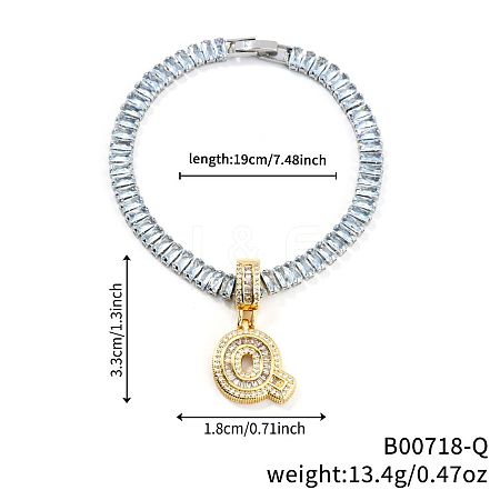 Fashionable Brass Micro Pave Clear Cubic Zirconia Charm Bracelets AF9298-17-1