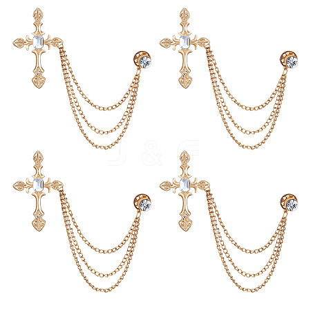 Cross Alloy Rhinestone Lapel Pin Backs JEWB-WH0051-057G-1