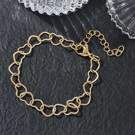 304 Stainless Steel Heart Link Chain Bracelets SA-CBA2696-16G-1