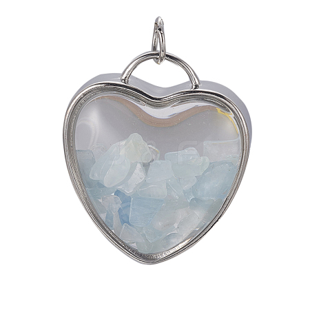 Natural Aquamarine Chips Pendants G-A176-B10-1