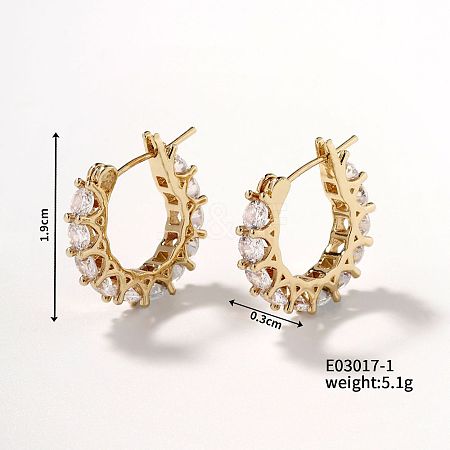 Shiny Hoop Earrings with Micro-inlaid Diamonds EO1753-1-1