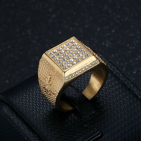 304 Stainless Steel Micro Pave Cubic Zirconia Finger Rings for Men FS-WG6EF44-01-1