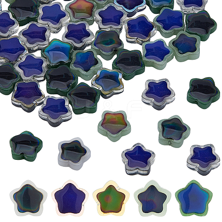 60Pcs 5 Colors Two Tone Glass Beads GLAA-HS0001-17-1