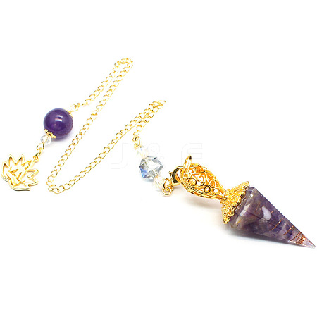 Natural Amethyst Cone Pointed Dowsing Pendulums PW-WG1687A-06-1