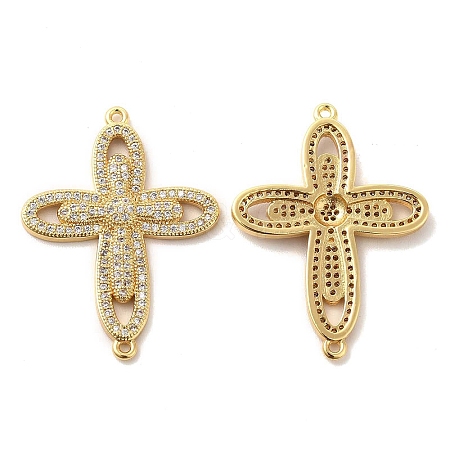 Brass Micro Pave Clear Cubic Zirconia Connetor Charms KK-A180-10G-1