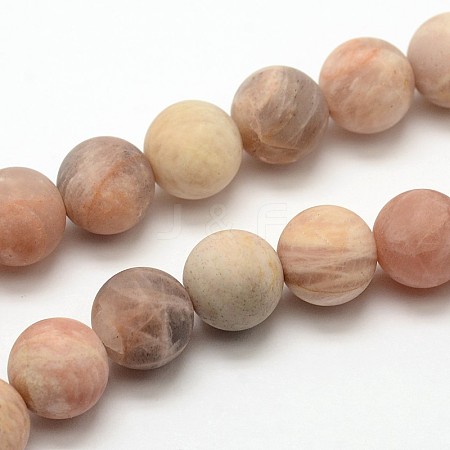 Natural Sunstone Frosted Round Bead Strands LS-G-O039-07-10mm-1