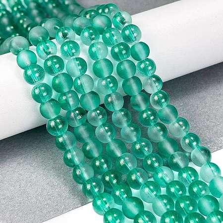Frosted Transparent Glass Bead Strands GLAA-P065-6mm-14-1