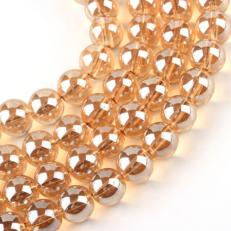 Electroplate Glass Beads Strands X-EGLA-Q062-10mm-A12-1