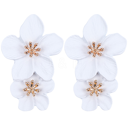 1 Pair Alloy Flower Dangle Stud Earrings EJEW-SP0001-18-1