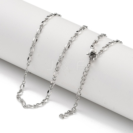 304 Stainless Steel Dapped Chain Necklaces NJEW-H043-02G-1