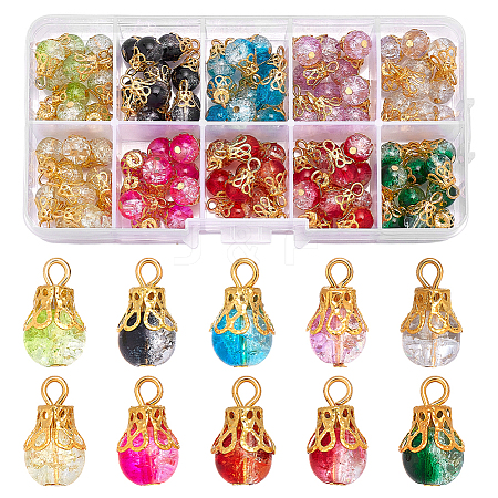 100Pcs 10 Colors Alloy Glass Pendants PALLOY-PH01832-1