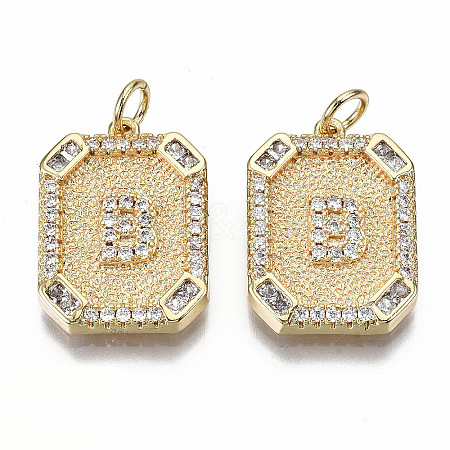 Brass Micro Pave Clear Cubic Zirconia Pendants KK-S356-234B-G-NF-1