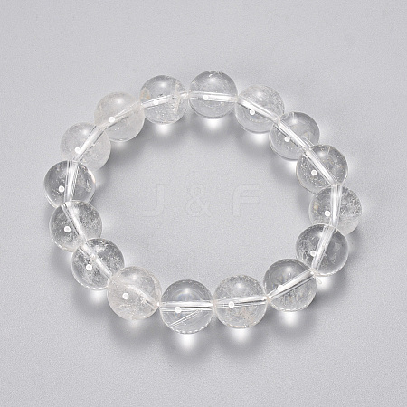 Natural Quartz Crystal Beaded Stretch Bracelets X-BJEW-Q692-46-10mm-1