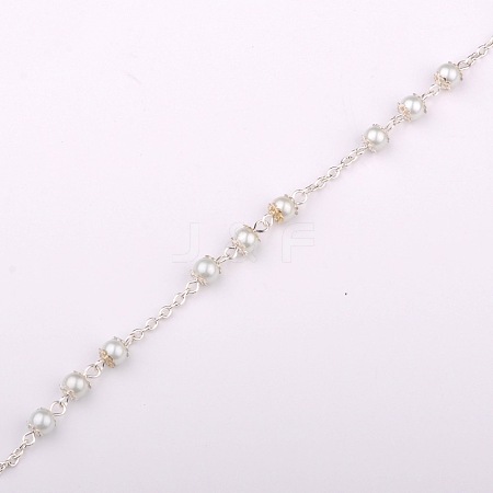Handmade Round Glass Pearl Beads Chains for Necklaces Bracelets Making AJEW-JB00056-01-1