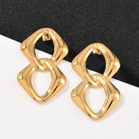 304 Stainless Steel Rectangle Stud Earrings EJEW-I320-14G-1