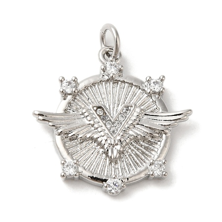 Rack Plating Brass Micro Pave Cubic Zirconia Pendants KK-A190-17G-1