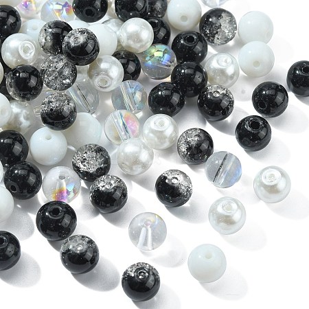 100Pcs Spray Painted Crackle Glass Beads GLAA-CJ0002-15-1