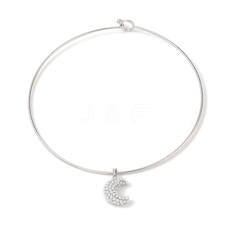 Brass with ABS Imitation Pearl Charm Bangles BJEW-Q350-05A-P-1