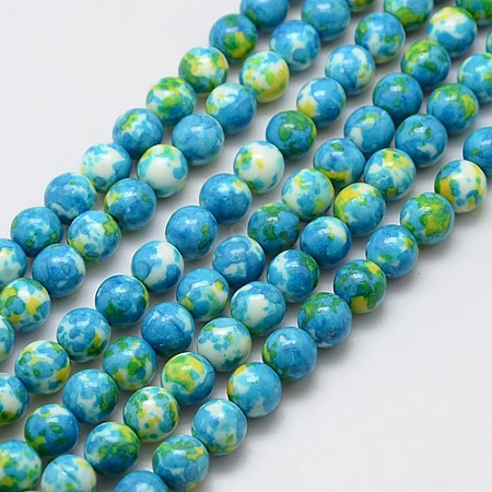 Synthetic Ocean White Jade Beads Strands G-L019-8mm-06-1