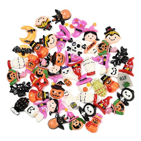 Mixed Halloween Theme Resin Cabochons CRES-MSMC003-01-1
