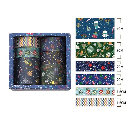 6 Rolls Christmas Hot Stampe Paper Decorative Paper Tapes Set STIC-H002-08D-1