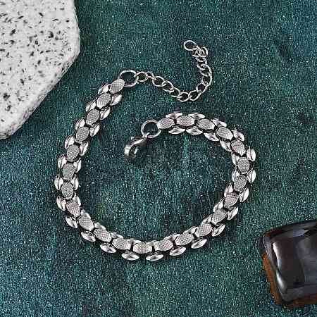 304 Stainless Steel Oval Link Bracelets for Women BJEW-F488-19P-1